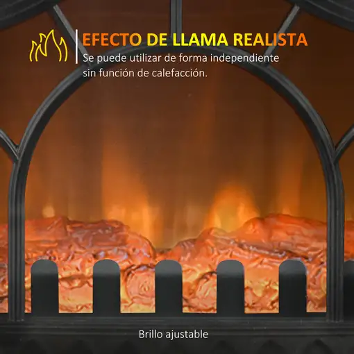 Chimenea Eléctrica 1000W/2000W para Sala 15-30 m² 55x31x58 cm Negro HOMCOM