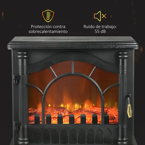 Chimenea Eléctrica 1000W/2000W para Sala 15-30 m² 55x31x58 cm Negro HOMCOM
