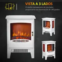 Chimenea Eléctrica 900W/1800W con Ventanas 39x26x54,8 cm Blanco HOMCOM Chimenea Eléctrica 900W/1800W con Ventanas 39x26x54,8 cm Blanco HOMCOM