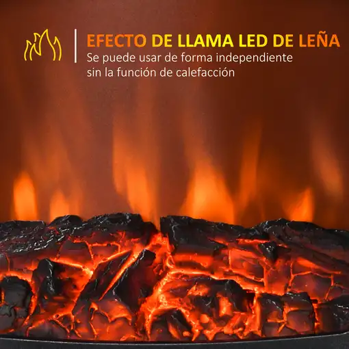 Chimenea Eléctrica 900W/1800W con Ventanas 39x26x54,8 cm Blanco HOMCOM