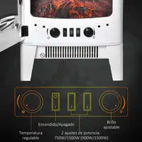 Chimenea Eléctrica 900W/1800W con Ventanas 39x26x54,8 cm Blanco HOMCOM Chimenea Eléctrica 900W/1800W con Ventanas 39x26x54,8 cm Blanco HOMCOM