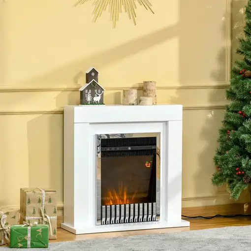 Chimenea Eléctrica 1000/2000W con Llama Mando a Distancia Temporizador HOMCOM