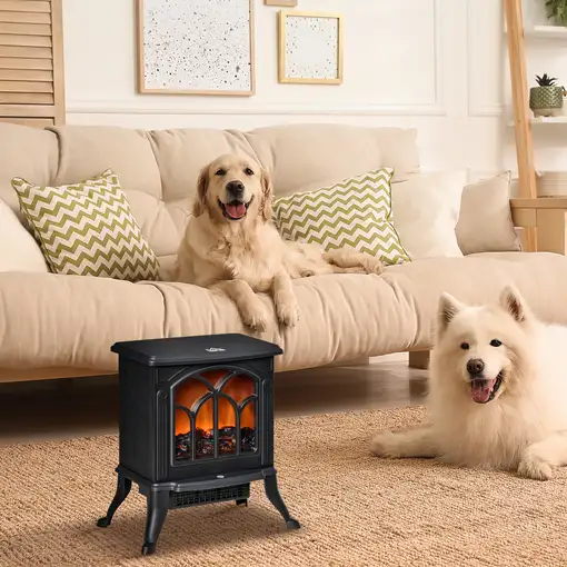 Chimenea Eléctrica de Pie 750/1500 W Área de Cobertura 15-20 m² Negro HOMCOM