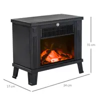 Chimenea Eléctrica Portátil 600W/1200W con Efecto de Llama Negro HOMCOM Chimenea Eléctrica Portátil 600W/1200W con Efecto de Llama Negro HOMCOM