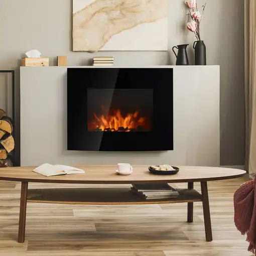 Chimenea Eléctrica de Pared 900/1800W Llama Protección Sobrecalentamiento HOMCOM