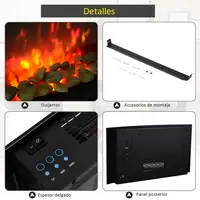 Chimenea Eléctrica de Pared 900/1800W Llama Protección Sobrecalentamiento HOMCOM Chimenea Eléctrica de Pared 900/1800W Llama Protección Sobrecalentamiento HOMCOM