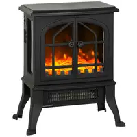 Chimenea Eléctrica de Pie 900/1800W Efecto Llama 3D Negro HOMCOM Chimenea Eléctrica de Pie 900/1800W Efecto Llama 3D Negro HOMCOM