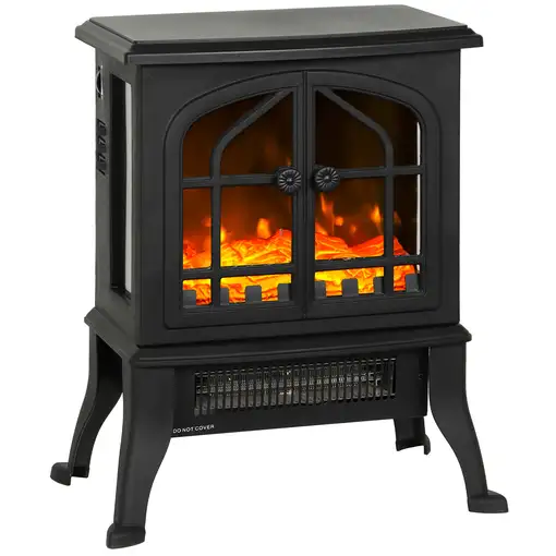 Chimenea Eléctrica de Pie 900/1800W Efecto Llama 3D Negro HOMCOM Chimenea Eléctrica de Pie 900/1800W Efecto Llama 3D Negro HOMCOM