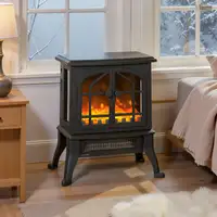 Chimenea Eléctrica de Pie 900/1800W Efecto Llama 3D Negro HOMCOM Chimenea Eléctrica de Pie 900/1800W Efecto Llama 3D Negro HOMCOM