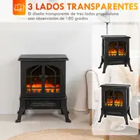 Chimenea Eléctrica de Pie 900/1800W Efecto Llama 3D Negro HOMCOM Chimenea Eléctrica de Pie 900/1800W Efecto Llama 3D Negro HOMCOM