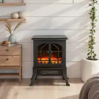 Chimenea Eléctrica de Pie 900/1800W Efecto Llama 3D Negro HOMCOM Chimenea Eléctrica de Pie 900/1800W Efecto Llama 3D Negro HOMCOM