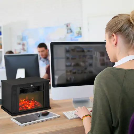 Chimenea Eléctrica Portátil Llama Simulada Ajustable 600/1200W Termostato HOMCOM