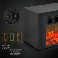 Chimenea Eléctrica Portátil Llama Simulada Ajustable 600/1200W Termostato HOMCOM Chimenea Eléctrica Portátil Llama Simulada Ajustable 600/1200W Termostato HOMCOM