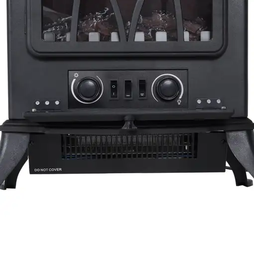 Chimenea Eléctrica Pie 1000W/2000W Movible Decorativo Efecto Llamas Negro HOMCOM