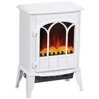 Chimenea Eléctrica 1000W/2000W con Efecto de Llama 39x23x56,5 cm Blanco HOMCOM Chimenea Eléctrica 1000W/2000W con Efecto de Llama 39x23x56,5 cm Blanco HOMCOM