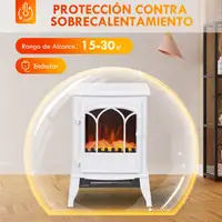 Chimenea Eléctrica 1000W/2000W con Efecto de Llama 39x23x56,5 cm Blanco HOMCOM Chimenea Eléctrica 1000W/2000W con Efecto de Llama 39x23x56,5 cm Blanco HOMCOM