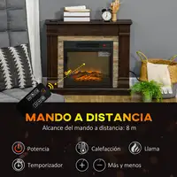 Chimenea Eléctrica 1800W con Efecto de Llama 80x21,6x67,8cm Marrón Oscuro HOMCOM Chimenea Eléctrica 1800W con Efecto de Llama 80x21,6x67,8cm Marrón Oscuro HOMCOM