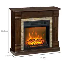 Chimenea Eléctrica 1800W con Efecto de Llama 80x21,6x67,8cm Marrón Oscuro HOMCOM Chimenea Eléctrica 1800W con Efecto de Llama 80x21,6x67,8cm Marrón Oscuro HOMCOM