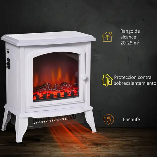 Chimenea Eléctrica 1000/2000W con Llama Simulada y Termostato Ajustable HOMCOM