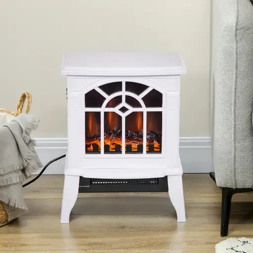Chimenea Eléctrica 1000 W/2000 W 36,5x24x46 cm Blanco HOMCOM