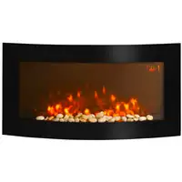 Chimenea Eléctrica de Pared 1000W/2000W Efecto de Llamas Luz LED Negro HOMCOM Chimenea Eléctrica de Pared 1000W/2000W Efecto de Llamas Luz LED Negro HOMCOM