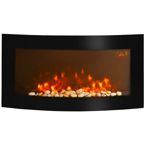 Chimenea Eléctrica de Pared 1000W/2000W Efecto de Llamas Luz LED Negro HOMCOM Chimenea Eléctrica de Pared 1000W/2000W Efecto de Llamas Luz LED Negro HOMCOM