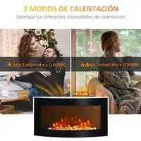 Chimenea Eléctrica de Pared 1000W/2000W Efecto de Llamas Luz LED Negro HOMCOM Chimenea Eléctrica de Pared 1000W/2000W Efecto de Llamas Luz LED Negro HOMCOM