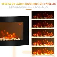 Chimenea Eléctrica de Pared 1000W/2000W Efecto de Llamas Luz LED Negro HOMCOM Chimenea Eléctrica de Pared 1000W/2000W Efecto de Llamas Luz LED Negro HOMCOM