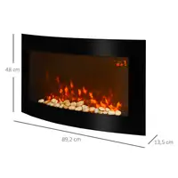 Chimenea Eléctrica de Pared 1000W/2000W Efecto de Llamas Luz LED Negro HOMCOM Chimenea Eléctrica de Pared 1000W/2000W Efecto de Llamas Luz LED Negro HOMCOM