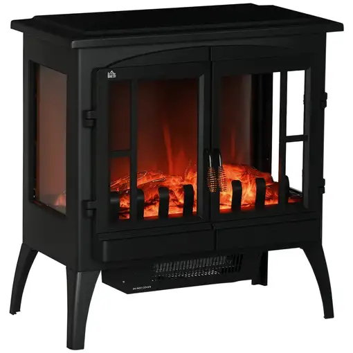 Chimenea Eléctrica 1000 W/2000 W con Ventanas 60x37x60,5 cm Negro HOMCOM
