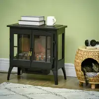 Chimenea Eléctrica 1000 W/2000 W con Ventanas 60x37x60,5 cm Negro HOMCOM Chimenea Eléctrica 1000 W/2000 W con Ventanas 60x37x60,5 cm Negro HOMCOM