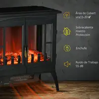 Chimenea Eléctrica 1000 W/2000 W con Ventanas 60x37x60,5 cm Negro HOMCOM Chimenea Eléctrica 1000 W/2000 W con Ventanas 60x37x60,5 cm Negro HOMCOM