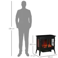Chimenea Eléctrica 1000 W/2000 W con Ventanas 60x37x60,5 cm Negro HOMCOM Chimenea Eléctrica 1000 W/2000 W con Ventanas 60x37x60,5 cm Negro HOMCOM