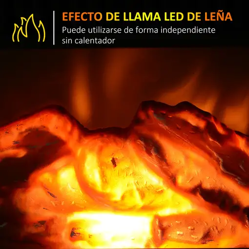 Chimenea Eléctrica Pequeña Efecto Llamas 600/1200W Termostado 34x17x25cm HOMCOM