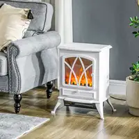 Chimenea Eléctrica 1000W/2000W con Ventanas 45x28,5x54 cm Blanco HOMCOM Chimenea Eléctrica 1000W/2000W con Ventanas 45x28,5x54 cm Blanco HOMCOM