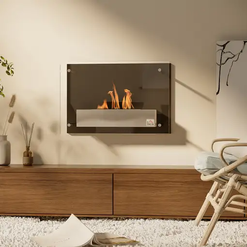 Chimenea de Bioetanol de Pared Capacidad 1,5 L Combustión 3H 60x22x40 cm HOMCOM
