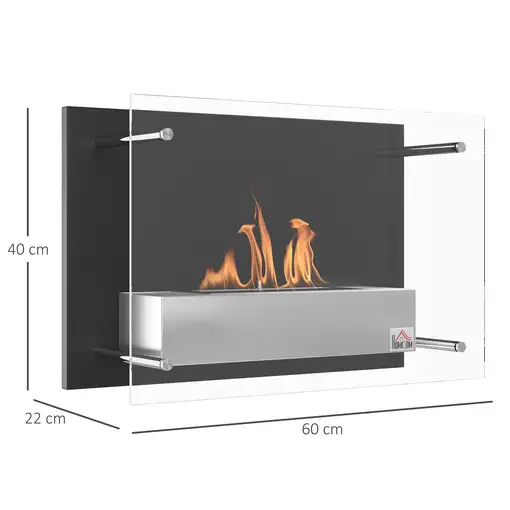 Chimenea de Bioetanol de Pared Capacidad 1,5 L Combustión 3H 60x22x40 cm HOMCOM