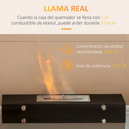 Chimenea de Bioetanol Sobremesa 7000 BTU 60x26x50 cm Negro HOMCOM