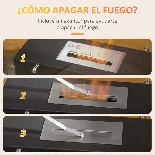 Chimenea de Bioetanol Sobremesa 7000 BTU 60x26x50 cm Negro HOMCOM