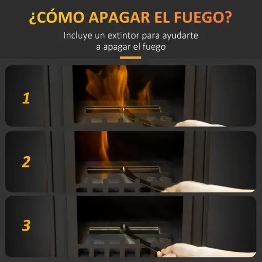 Chimenea de Bioetanol 7000 BTU con Tanque de 1,2 L 41x25x54 cm Negro HOMCOM