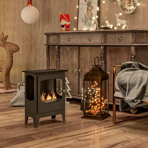 Chimenea de Etanol 7000BTU Tanque de 0,9 L 39x26x54 cm Negro HOMCOM