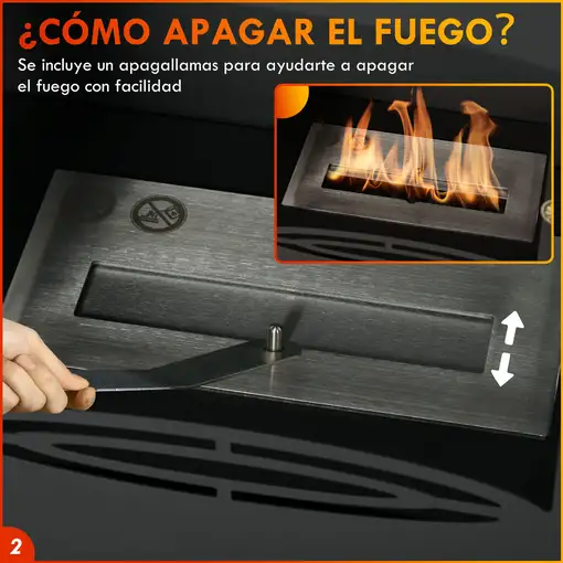 Chimenea de Etanol 7000BTU Tanque de 0,9 L 39x26x54 cm Negro HOMCOM