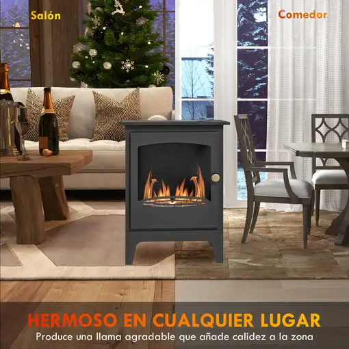 Chimenea de Etanol 7000BTU Tanque de 0,9 L 39x26x54 cm Negro HOMCOM