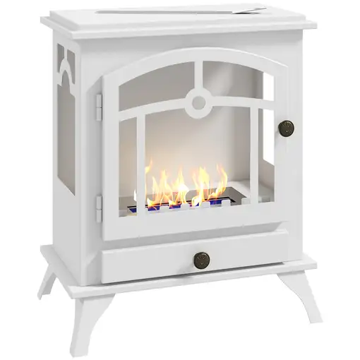 Chimenea de Bioetanol con Tanque de 0,9 L 45x28x54 cm Blanco HOMCOM