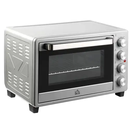 Mini Horno Eléctrico 32L 1600W 52,2x38,1x33,5 cm Plata HOMCOM