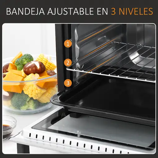 Horno Eléctrico de Sobremesa 16L 1400W con 3 Modos de Calor y Termostato HOMCOM