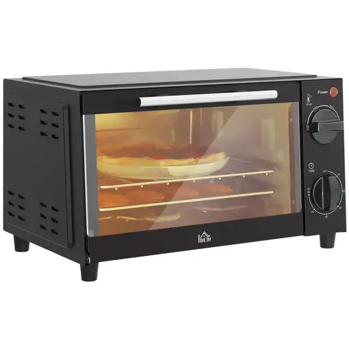 Mini Horno Eléctrico 9L 50W con Temperatura Ajustable Temporizador Negro HOMCOM