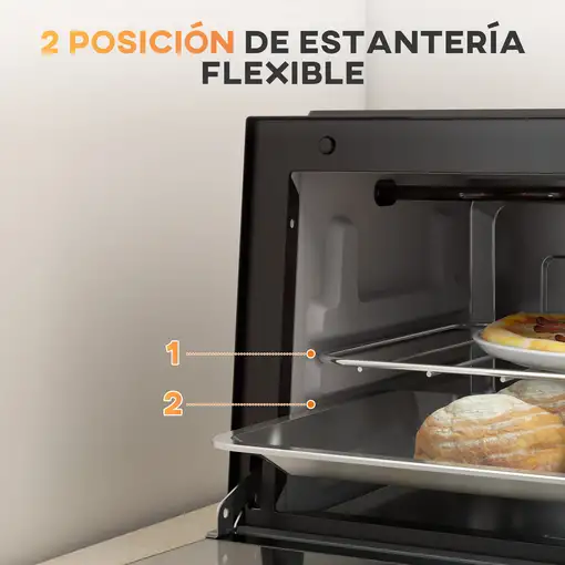Mini Horno Eléctrico 9L 50W con Temperatura Ajustable Temporizador Negro HOMCOM
