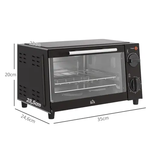 Mini Horno Eléctrico 9L 50W con Temperatura Ajustable Temporizador Negro HOMCOM