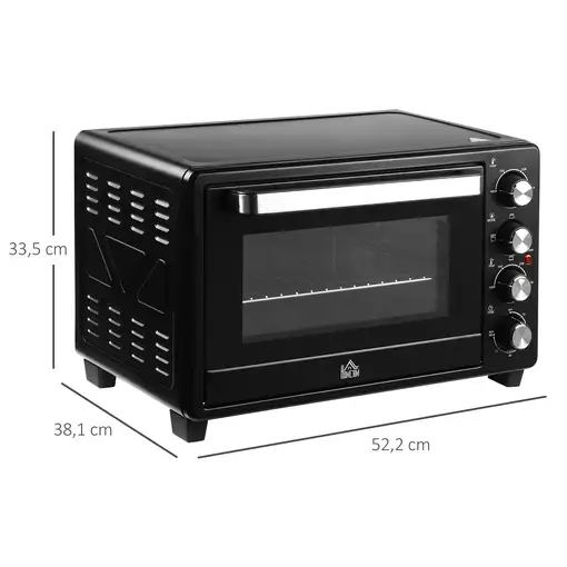Mini Horno Eléctrico 32L 1600W 52,2x38,1x33,5 cm Negro HOMCOM
